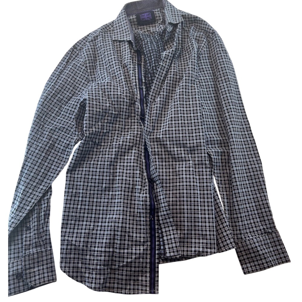 Michelsons‎ of London Mens Plaid Checkered Button Down Long Sleeve Shirt